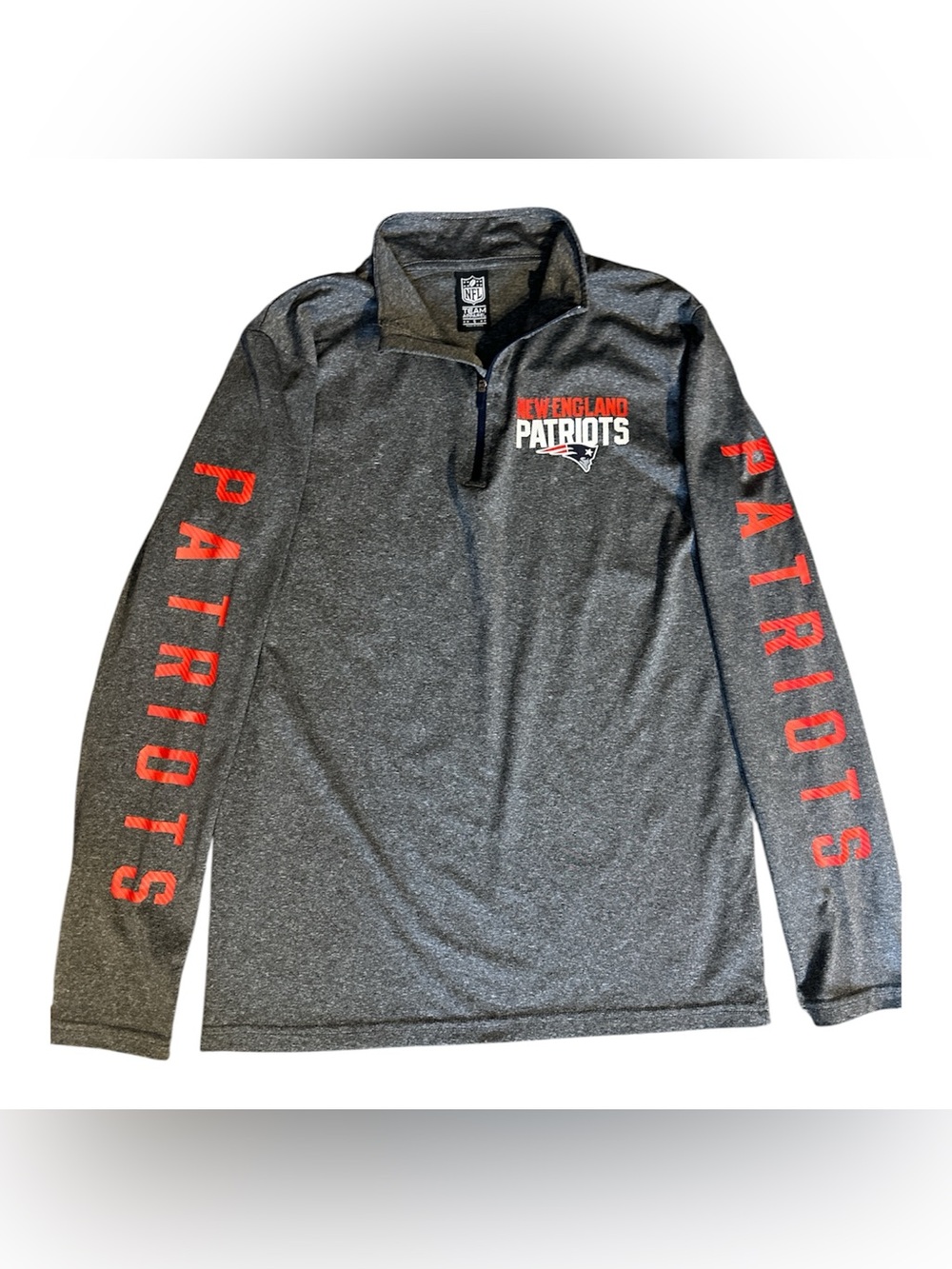 New England Patriots NFL Quarter Zip Pullover  Gray Lightweight .